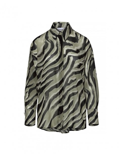 MIX AND MATCH Mila Shirt Olive Zebra Print Πράσινο Πουκάμισο